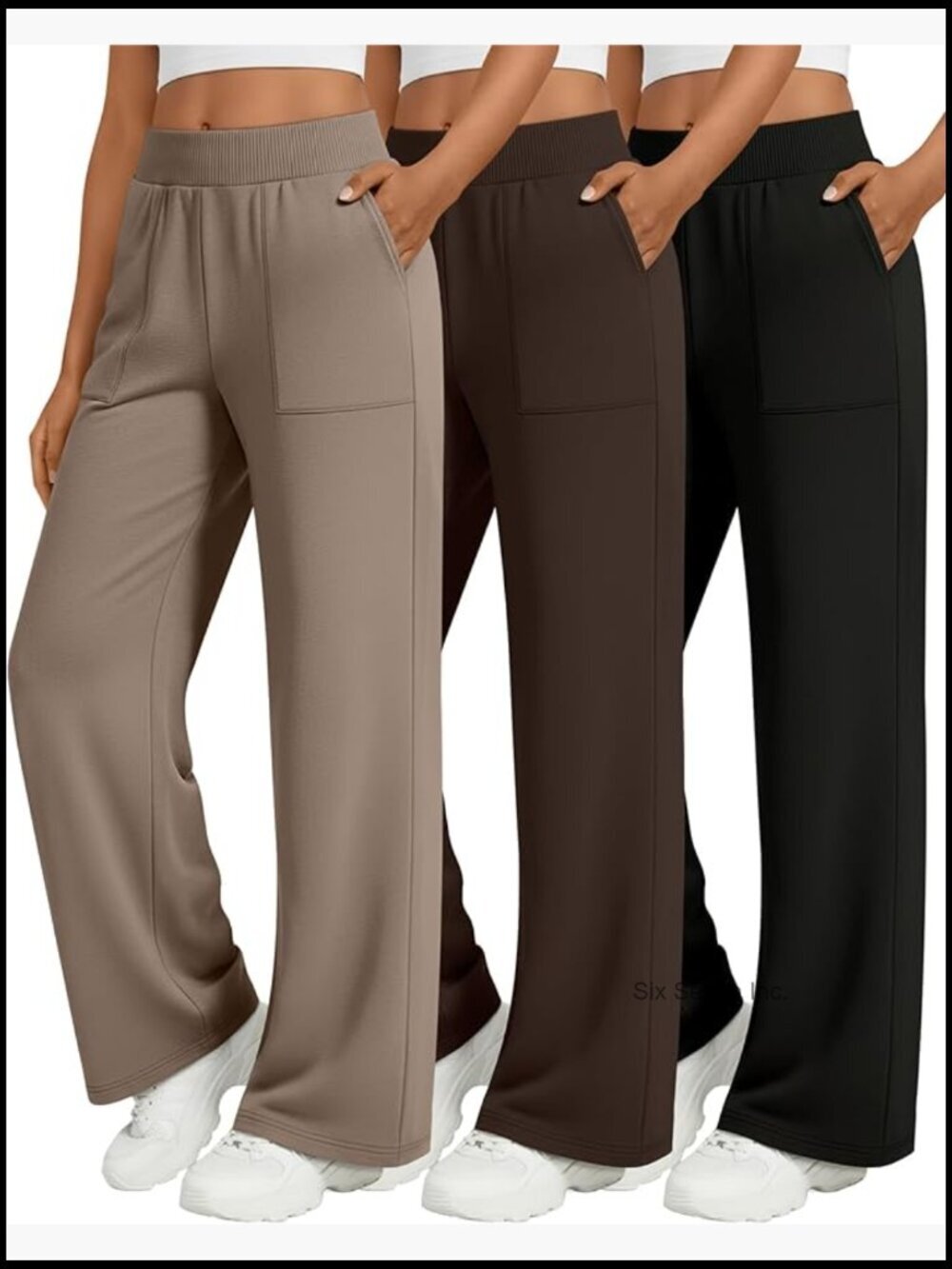 3 Pack Wide Leg Lounge Pants High Waisted Sweatpants with 4 Pockets